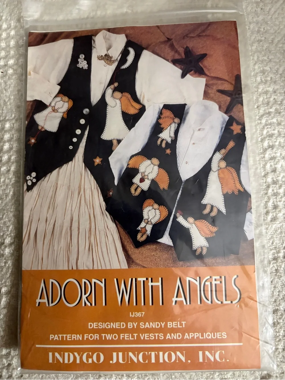 Indygo Junction Vintage Pattern for Appliqué Felt Vests, “Adorn with Angels”
